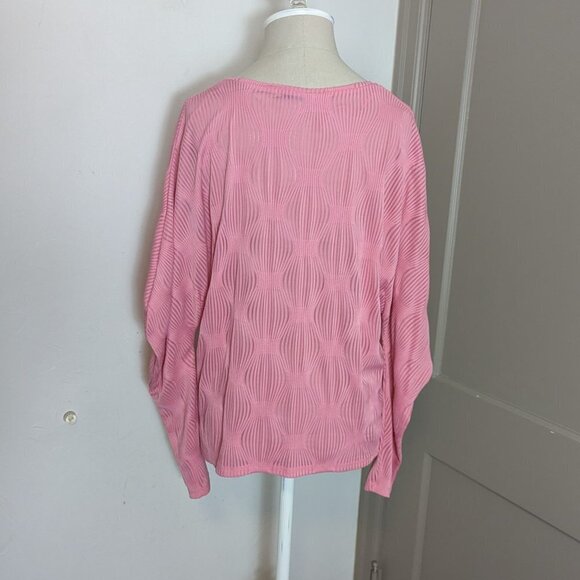 Zara Dolman Balloon Sleeve Textured V Neck Top Pink Boho Soft Girl Fem Coastal - Picture 6 of 7